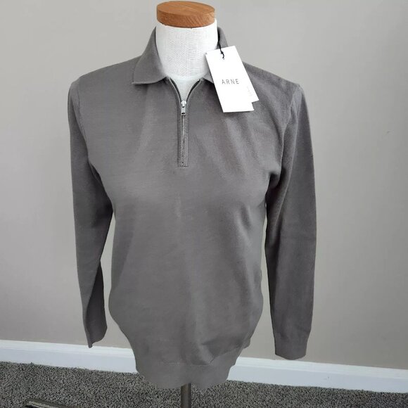 NWT Mens ARNE 1/4 zip sweater long sleeve size XS Sage color - Picture 1 of 4